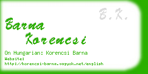 barna korencsi business card